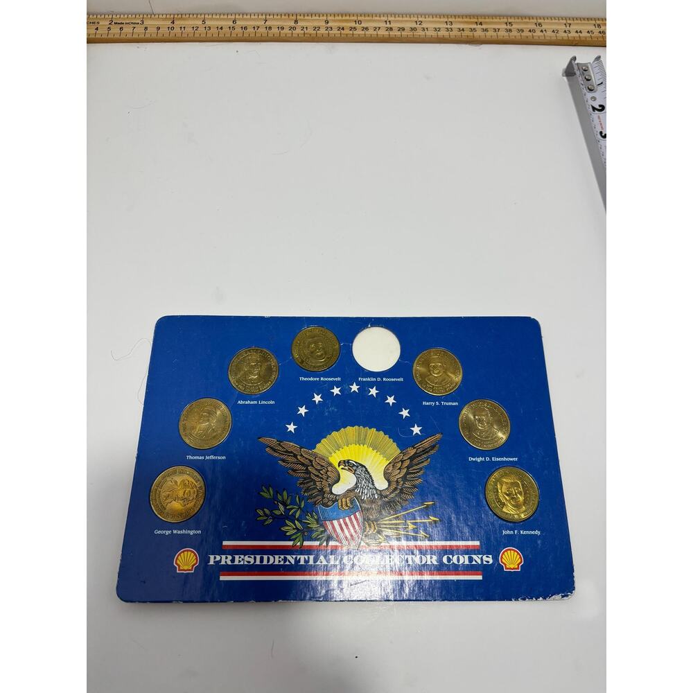 Shell Gas Service Station 1992 Presidential Collector Coins 8 Presidents Display